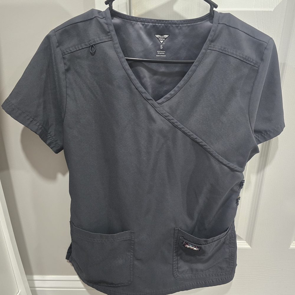 Koi Women's V-Neck Scrub Top - Gray